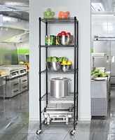 Seville Classics UltraDurable Commercial-Grade 5-Tier Nsf-Certified Steel Wire Wheeled Shelving