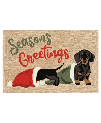 Liora Manne' Frontporch Dachsund Greetings 1'8" x 2'6" Outdoor Area Rug