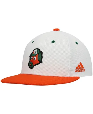 Men's adidas White and Orange Miami Hurricanes Miami Maniac On-Field Baseball Fitted Hat