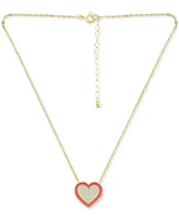 Giani Bernini Cubic Zirconia & Enamel Heart Pendant Necklace, 16" + 2" extender, Created for Macy's