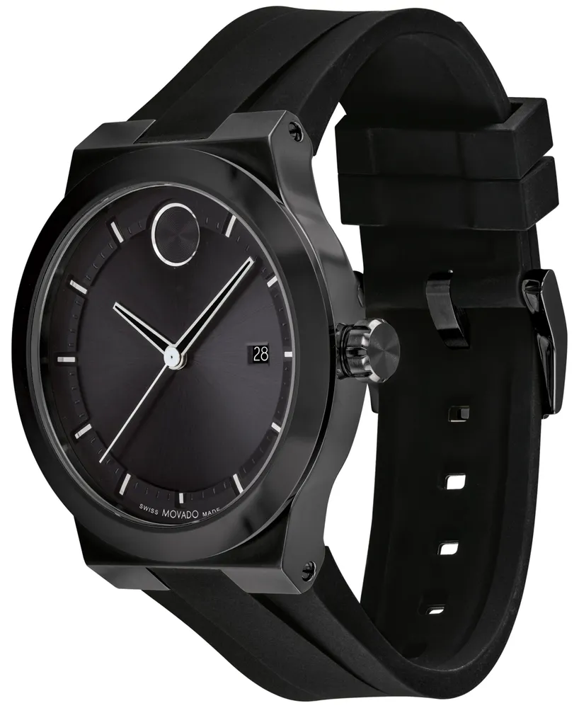 Movado Men's Swiss Fusion Bold Black Silicone Strap Watch 42mm