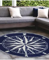 Liora Manne' Frontporch Compass 5' x 5' Round Outdoor Area Rug