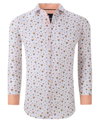 Men's Slim Fit Pride Performance Novelty Button Down Dress Shirt