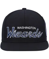 Men's Mitchell & Ness Black Washington Wizards Hardwood Classics Script 2.0 Snapback Hat