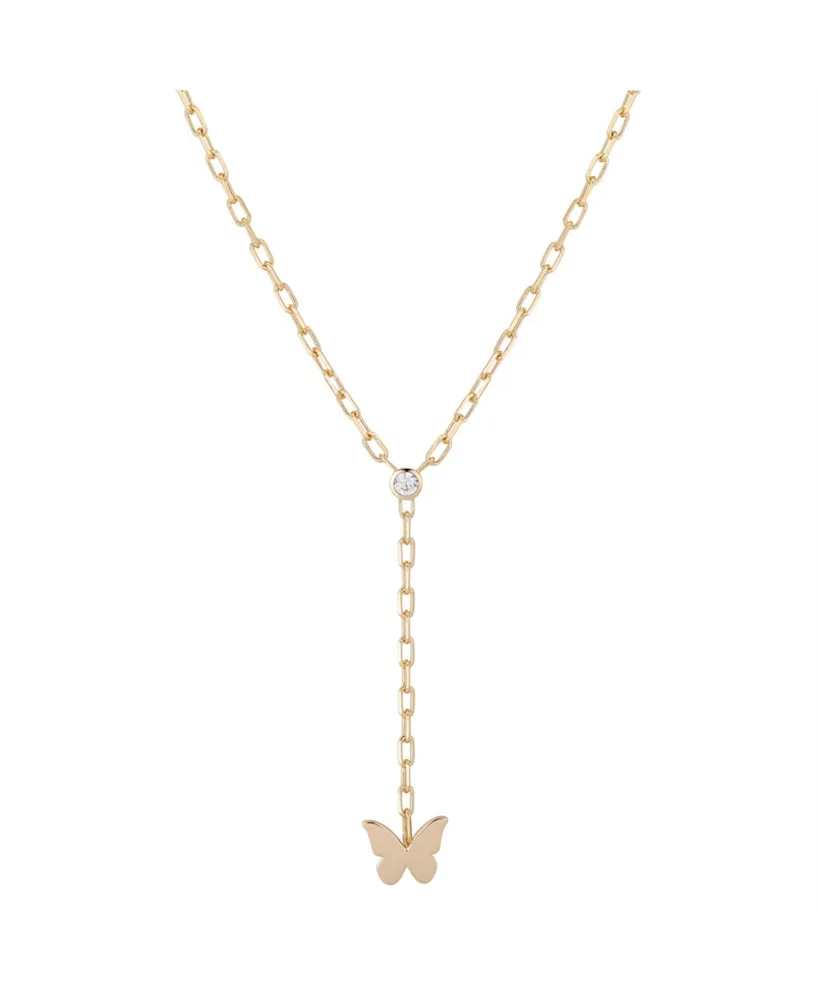 Unwritten 14K Gold Flash-Plated Cubic Zirconia Butterfly Y-Necklace