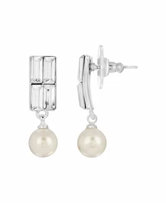 Women's Crystal and Faux Imitation Pearl Drop Earrings