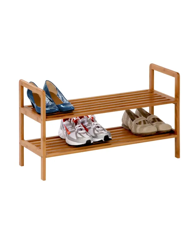 Honey Can Do White Wash 4-Tier Bamboo Shoe Rack