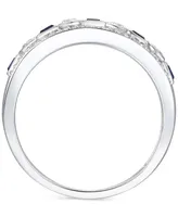 Lab-Grown Sapphire (1/4 ct. t.w.) & Lab-Grown White Sapphire (1/3 ct. t.w.) Band in Sterling Silver