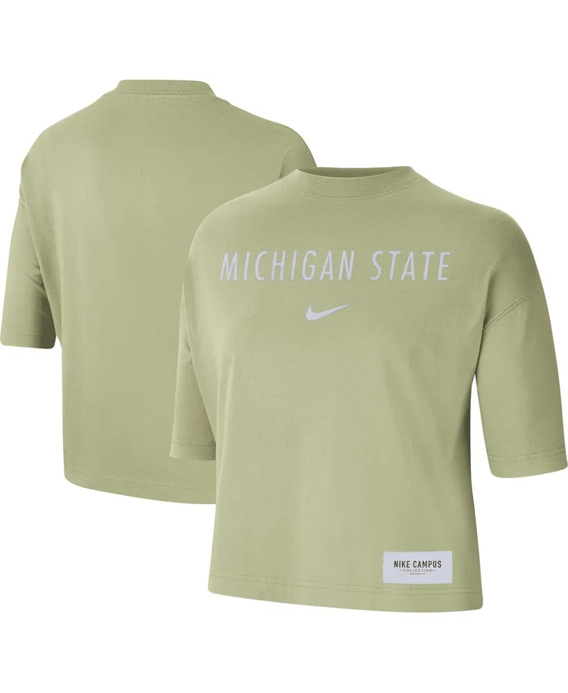 Women's Nike Olive Michigan State Spartans Earth Tones Washed Boxy T-shirt