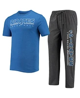 Men's Concepts Sport Heathered Charcoal, Blue Seton Hall Pirates Meter T-shirt and Pants Sleep Set
