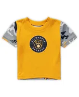 Newborn and Infant Boys Girls Gold, Navy Milwaukee Brewers Pinch Hitter T-shirt Shorts Set