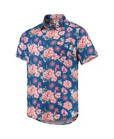 Men's Foco Royal Chicago Cubs Floral Linen Button-Up Shirt