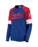 Women's Starter Royal and Red Chicago Cubs Playmaker Raglan Pullover Sweatshirt