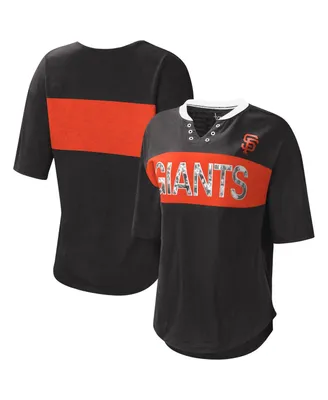 Women's Touch Black and Orange San Francisco Giants Lead Off Notch Neck T-shirt