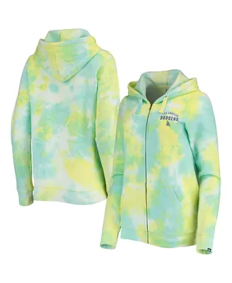 Women's New Era White Los Angeles Dodgers Tie-Dye Full-Zip Hoodie