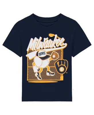 Toddler Boys and Girls Navy Milwaukee Brewers On the Fence T-shirt