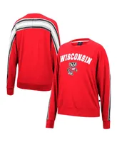 Women's Colosseum Heathered Red Wisconsin Badgers Team Oversized Pullover Sweatshirt