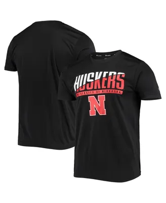 Men's Champion Black Nebraska Huskers Team Wordmark Slash T-shirt