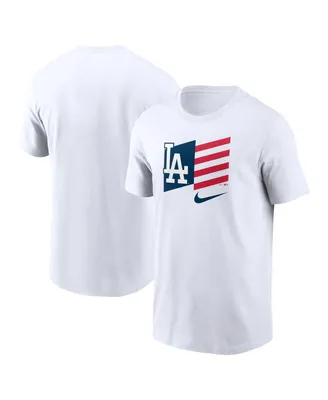 Men's Nike White Los Angeles Dodgers Americana Flag T-shirt