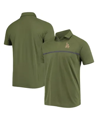 Men's LevelWear Olive Los Angeles Dodgers Delta Sector Raglan Polo Shirt