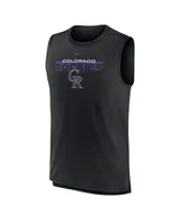 Men's Nike Black Colorado Rockies Knockout Stack Exceed Muscle Tank Top