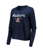 Women's Under Armour Navy Auburn Tigers Vault Cropped Long Sleeve T-shirt