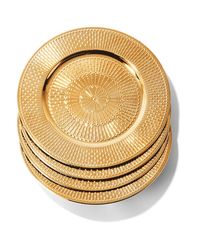 American Atelier 13" Medallion Electroplated Charger Plates, Set of 4