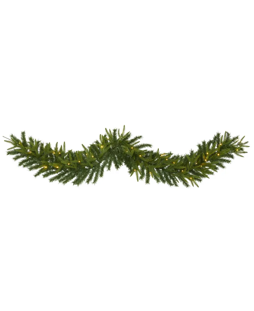 Green Pine Artificial Christmas Garland with Lights, 72"