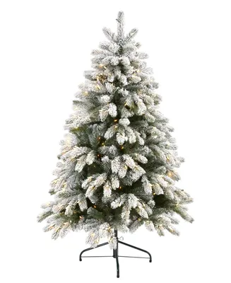 Flocked South Carolina Spruce Artificial Christmas Tree with Lights and Bendable Branches, 60"