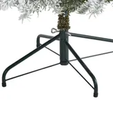 Slim Flocked Nova Scotia Spruce Artificial Christmas Tree with Lights and Bendable Branches, 78"