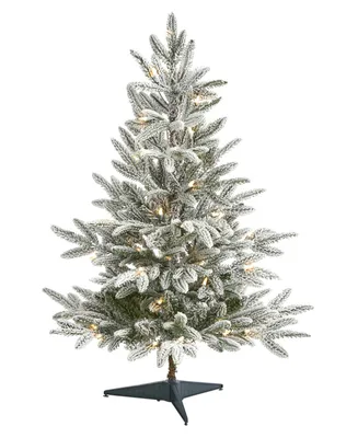 Flocked Manchester Spruce Artificial Christmas Tree with Lights and Bendable Branches, 36"