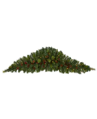 Artificial Christmas Swag with Lights, Berries and Pinecones, 72"