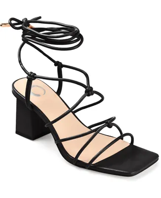 Journee Collection Women's Harpr Strappy Ankle Tie Block Heel Dress Sandals