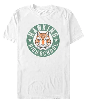 Men's Stranger Things Hawkins High Tiger Emblem Short Sleeve T-shirt