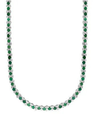 Effy Emerald (7-5/8 ct. t.w.) & Diamond (7/8 ct. t.w.) 18" Collar Necklace in Sterling Silver