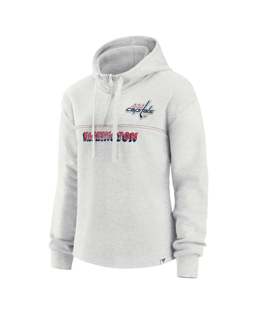 Women's Fanatics Ash Washington Capitals True Classics Legacy Quarter-Zip Hoodie