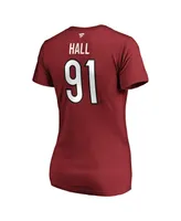 Women's Fanatics Taylor Hall Garnet Arizona Coyotes Authentic Stack Name and Number V-Neck T-shirt