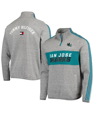 Men's Tommy Hilfiger Heathered Gray San Jose Sharks Mario Quarter-Zip Jacket