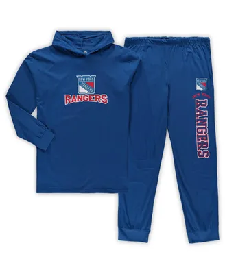 Men's Concepts Sport Blue New York Rangers Big and Tall Pullover Hoodie Joggers Sleep Set