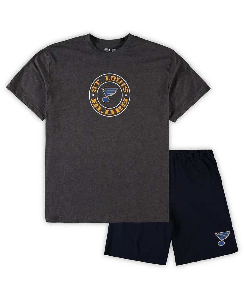 Men's Concepts Sport Blue, Heathered Charcoal St. Louis Blues Big and Tall T-shirt Shorts Sleep Set