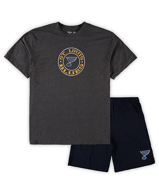 Men's Concepts Sport Blue, Heathered Charcoal St. Louis Blues Big and Tall T-shirt Shorts Sleep Set