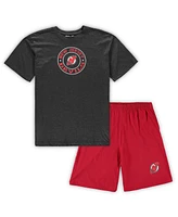 Men's Concepts Sport Red, Heathered Charcoal New Jersey Devils Big and Tall T-shirt Shorts Sleep Set