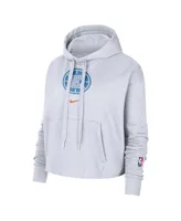 Women's Nike White La Clippers 2021/22 City Edition Essential Logo Cropped Pullover Hoodie