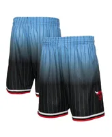 Men's Mitchell & Ness Black and Light Blue Chicago Bulls 1995/96 Hardwood Classics Fadeaway Reload 3.0 Swingman Shorts