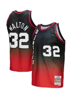 Men's Mitchell & Ness Bill Walton Red, Black Portland Trail Blazers 1976/77 Hardwood Classics Fadeaway Swingman Player Jersey