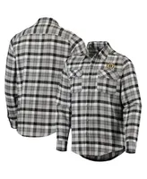 Men's Antigua Black and Gray Boston Bruins Ease Plaid Button-Up Long Sleeve Shirt