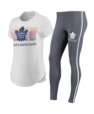 Women's Concepts Sport White, Charcoal Toronto Maple Leafs Sonata T-shirt and Leggings Set