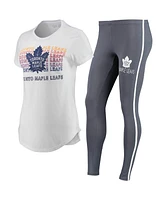 Women's Concepts Sport White, Charcoal Toronto Maple Leafs Sonata T-shirt and Leggings Set