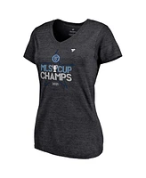 Women's Fanatics Heathered Charcoal New York City Fc 2021 Mls Cup Champions Locker Room V-Neck T-shirt