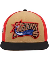 Men's Mitchell & Ness Gold, Black Philadelphia 76ers Hardwood Classics On The Block Snapback Hat